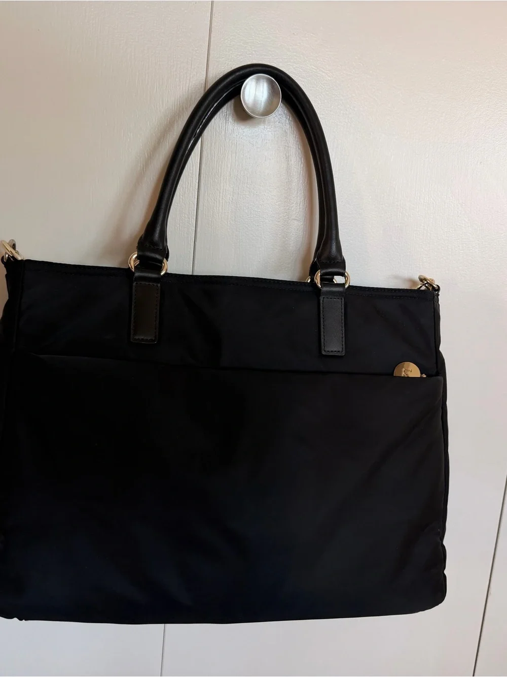 Lo & Sons Brookline Black with gold hardware Laptop Tote